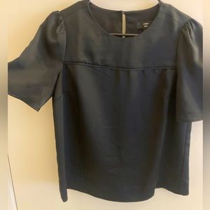 J Crew Black Hammered Satin short sleeve blouse- size 00